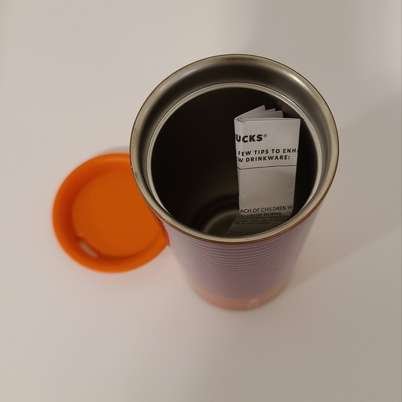 NWT Starbucks Tumbler Orange Navy Stripe - Picture 4 of 4